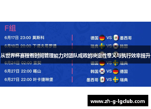 从世界杯赛程看时间管理能力对团队成败的决定性意义与执行效率提升